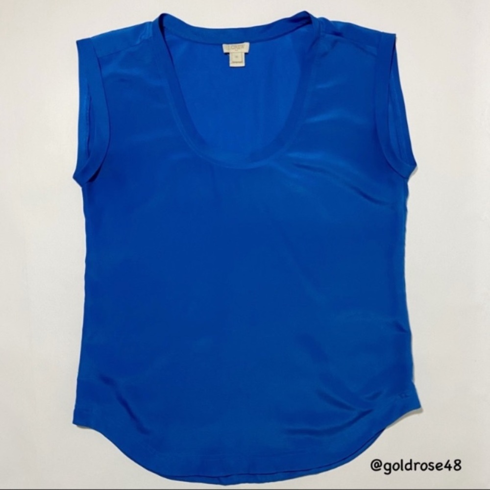 J. Crew Factory Drapey blue sleeveless scoop neck top